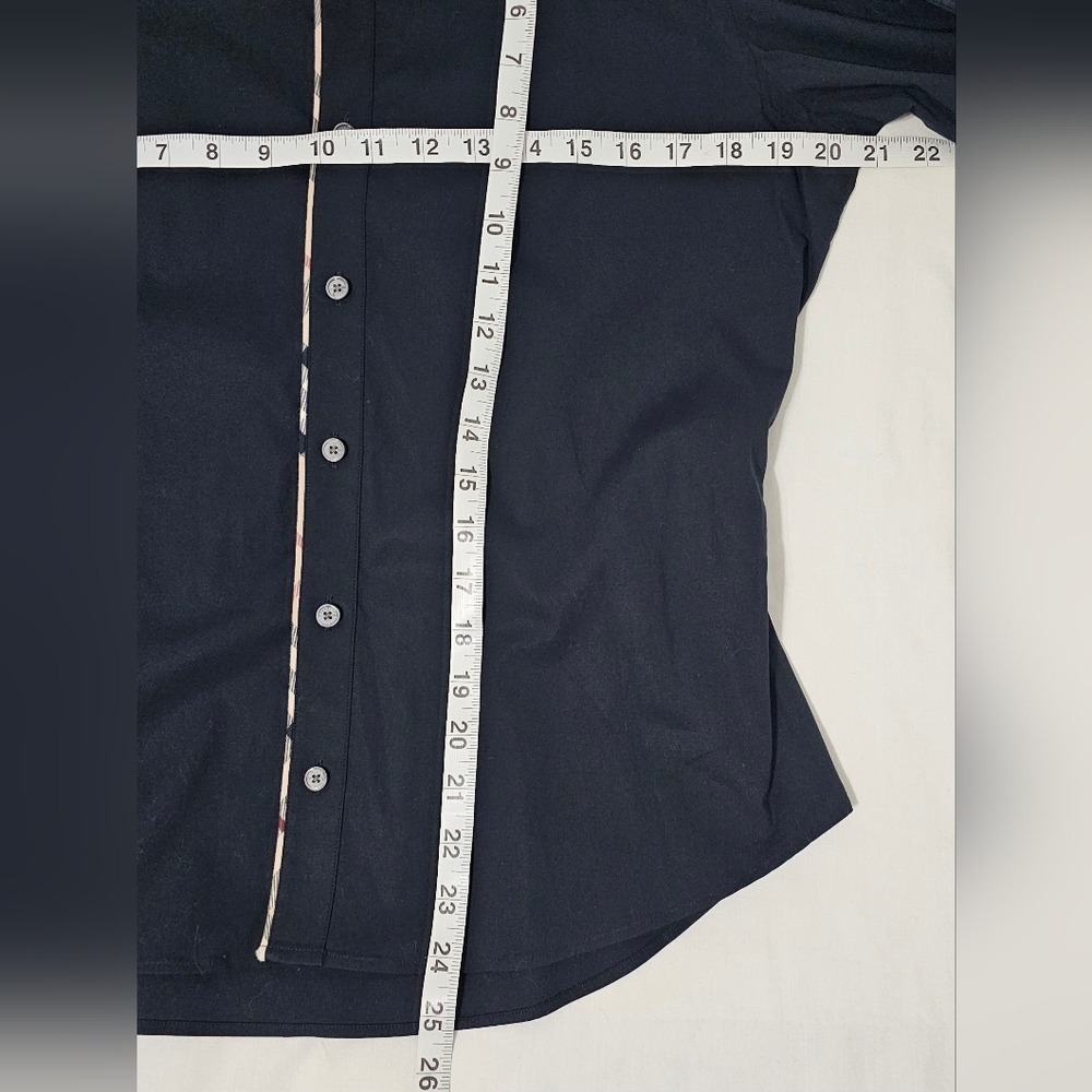 Burberry London Black Nova Check Button Down Shirt M Cotton Stretch Designer - Picture 7 of 9